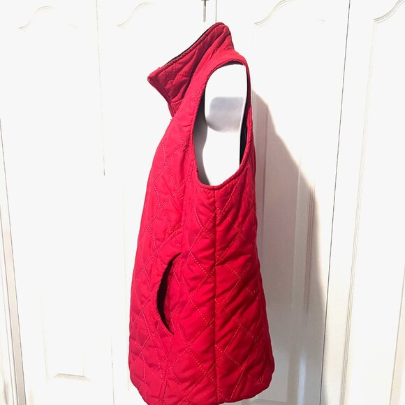 Jane Ashley-Women's Red/Black High Collar Quilted Vest-Medium--Zip Up Front-Pock - Picture 10 of 16